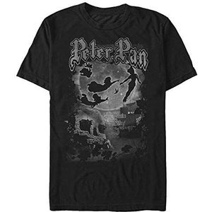 Disney Peter Pan Dark Cover Organic T-shirt met korte mouwen uniseks, zwart.
