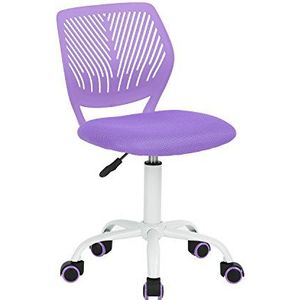 FurnitureR Computerstoel modern design verstelbare draaibare armloze kinderstoel leerkamer thuis kantoor kunststof paars 38,5 cm x 40 cm x 75-87