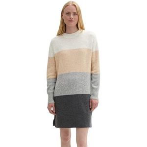 TOM TAILOR Denim 1043321 damesjurk, 36779 - Grijs beige kleurblok, L