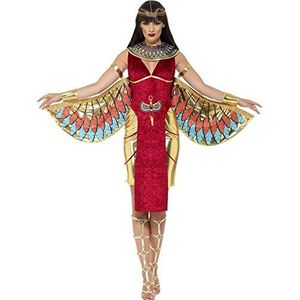Smiffys Epyptisch godin kostuum met jurk, vleugels, kraag en tiara - M, rood