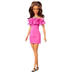Barbie Fashionista Doll - Roze Ruffle Sleeves Dress