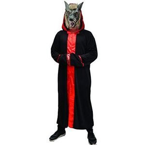 Ciao - 62205 Horror Wolf kostuum voor volwassenen (Eén maat) met vinylmasker, kleur zwart, rood,