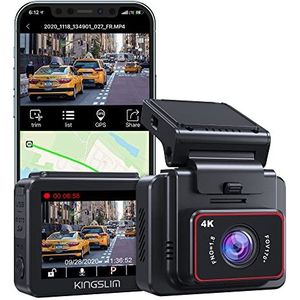 KINGSLIM D5 Dashcam 4K dashcam auto – dashcam aan de voorkant, wifi, GPS, autocamera, groothoek van 170 graden, G-sensor, parkeermodus, nachtzicht, loopopname