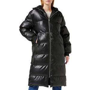 NA-KD Lange jas met capuchon voor dames, zwart.