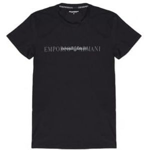 Emporio Armani Rubber Pixel Logo Crew Neck T-shirt voor heren, zwart.