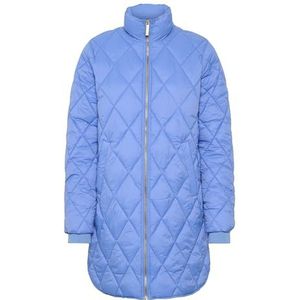 Part Two Women's Jacket Quilted Casual Fit High Collar Mid-thigh Length Zipper, Ultramarine, 42