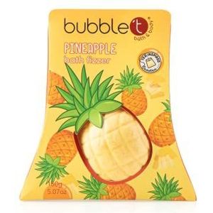Bubble T Cosmetics Fruitea Bombe de bain pétillante à l'ananas avec des huiles essentielles pour adoucir et nettoyer la peau, parfums fruités pour une fraîcheur toute la journée – 1 x 150 g