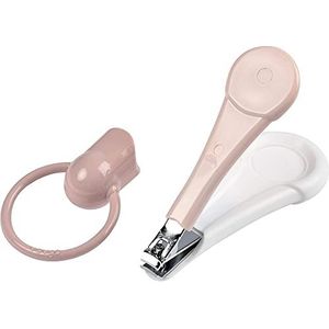 BÉABA, nagelknipper voor baby's/kinderen, nagelverzorging, brede en ergonomische handgreep, oud roze