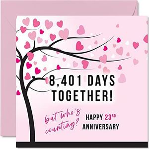 Grappige 23e huwelijksverjaardag kaart voor vrouw of man - 8401 dagen samen - cadeau ""I Love You"", wenskaarten voor 23e huwelijksverjaardag voor partner, 145 mm x 145 mm