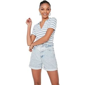 Trendyol Shorts van denim in contrasterende kleur voor dames, Blauw