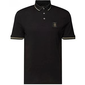 ARMANI EXCHANGE Icoon, regular fit, gouden detail, poloshirt voor heren, zwart, XXL, zwart.