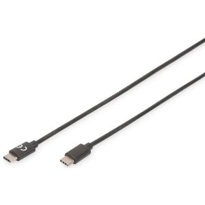 DIGITUS USB 2.0-aansluitkabel - 1,8 m - USB C (mannelijk) naar USB C (mannelijk) - 480 Mbit/s - type C-kabel, aansluitkabel - zwart