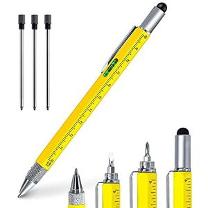 JANREAY Cadeaus voor mannen, 6-in-1 multifunctionele balpen, vaderdagcadeau voor papa, leraren, gadgets voor volwassenen