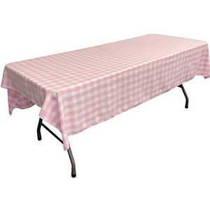 LA Linen Rechthoekig tafelkleed, geruit, polyester, roze/wit, 152,4 x 259 x 0,04 cm
