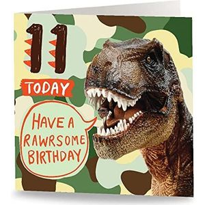 Maturi Verjaardagskaart 11 Today – camouflage groen – binnenkant blanco