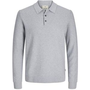 Jack & Jones JPRBLUSANDRI Polo LS en tricot, Gris clair chiné, M