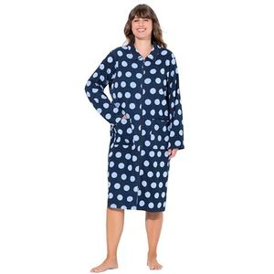 Ulla Popken Robe de bain grande taille pour femme, grandes tailles, pois, col de chemise, fermeture éclair à double sens, bleu nuit, 62-64