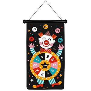 Janod - Magnetisch dartbord met circus thema - voor- en achterkant - behendigheidsspel - beweeglijkheid en concentratie leren - 6 darts - vanaf 4 jaar, J02074