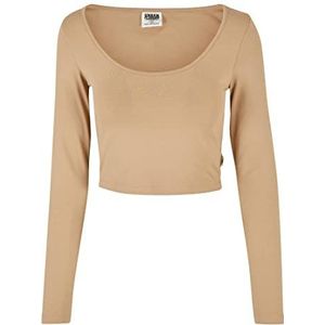 Urban Classics Dames biologisch T-shirt met lange mouwen en korte mouwen, Union-beige