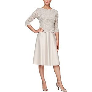 Alex Tea Length Pailletten Mock Dress (Petite And Regular) Jurk voor speciale gelegenheden Dames, Taupe kant