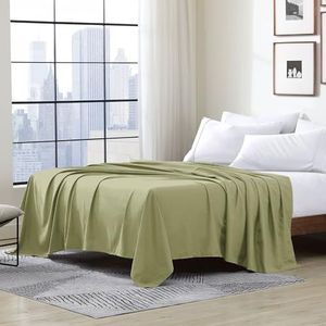 Cathay Luxe laken, polyester, zijdeachtig, zacht, voor tweepersoonsbed, salie