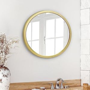 Americanflat Ronde gouden spiegel, 50,8 cm, rond, voor badkamer, slaapkamer, entree, woonkamer, grote moderne ronde spiegel voor wanddecoratie