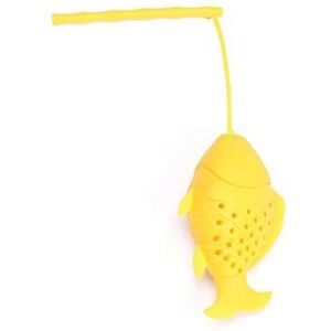 IXCVBNGHS Kleine vis in de vorm van een leegmaken, siliconen, thee-gereedschap, herbruikbaar, veilig, losse theeblaadjes (geel), klein
