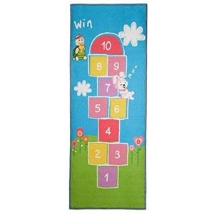 Relaxdays Kindertapijt 180 x 70 cm 10 verende kluisjes korte pool rubberen basis meerkleurig kunststof 1 stuk