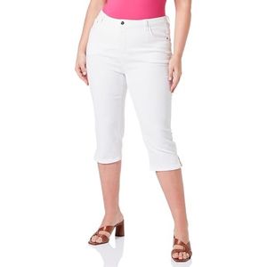 KAFFE Women's Capri Jeans Colored Denim Below Knee Length Slim Fit High-Waisted, Chalk, 46