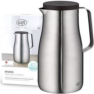 alfi STUDIO TT 1,0 liter, roestvrij staal, dubbelwandige thermoskan van mat roestvrij staal, houdt 12 uur warm, 24 uur koud, schroefsluiting, grote opening