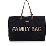 CHILDHOME, Family Bag, luiertas, reistas/weekendtas, grote capaciteit, afneembare tas, zwart/goud