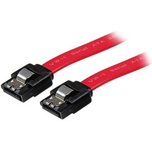 StarTech.com SATA-kabel met vergrendeling, 18 inch, LSATA18, serie ATA 150/300/600, SATA (R) naar SATA (R), rood