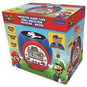 Lexibook RL977NI Projectorwekker met alarm en sluimerfunctie, Nintendo Super Mario, nachtlampje met timer, LCD-display, werkt op batterijen