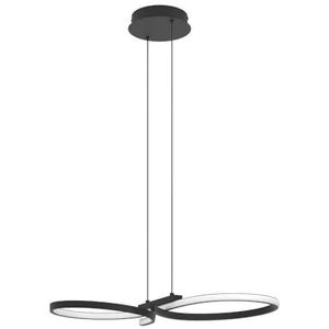 EGLO Serpins LED hanglamp plafondlamp gebogen design kroonluchter eetkamer kroonluchter zwart metaal wit kunststof warm wit 66 x 30 cm