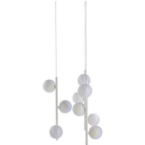 Homemania Kosmos hanglamp bal wit van metaal, 35 x 35 x 120 cm, 9 x max. 27 Watt, 2700 lm, 3000 K, natuurlijk wit licht