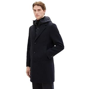 TOM TAILOR 1037348 Wollen herenjas, 24258 - Marineblauw structuur
