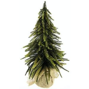 Jutetannenboom met glitter - kleine kunstkerstboom in jute zak met glitter - goud - kerstboomversiering