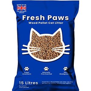 Fresh Paws Premium kattenbak van houtgranulaat 15 liter