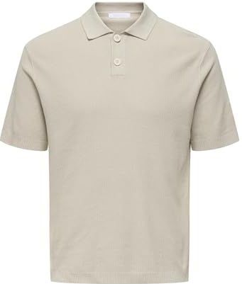 Only & Sons Onstony Reg 12 Ss Waffle Polo Knit Onstony Reg 12 Ss Waffle Poloshirt voor heren (1 stuk), grijs., L