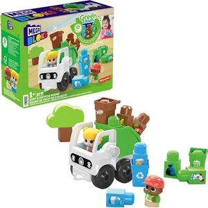 Mega Bloks First Builders Green City, recyclingbrigade vrachtwagen, bouwspel, 19 delen, waarvan grote blokken en 2 figuren, voor kinderen en baby's vanaf 1 jaar, HDL06