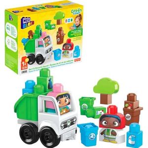 MEGA Bloks First Builders Groene Stad, Recycling Brigade Truck, Bouwspel, 19 delen, waarvan grote blokken en 2 figuren, voor kinderen en baby's vanaf 1 jaar, HDL06