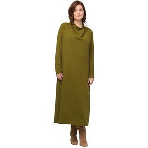 Ulla Popken Sweaterjurk met watervalkraag, damesjurken, Groen/Geel