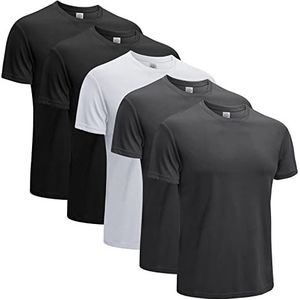 MEETWEE Sportshirt voor heren, T-shirt, hardlopen, korte mouwen, fitness-shirt, joggen, 2 zwart + 2 grijs + 1 wit