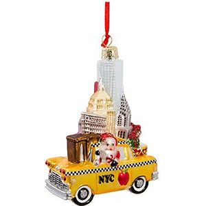 Kurt Adler glazen decoratie Kerstman in taxi 12,7 cm
