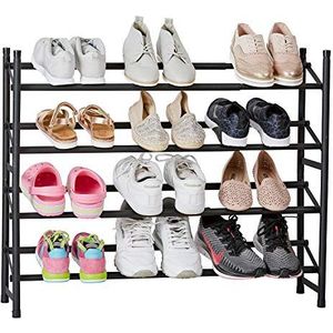 Love it Store it Loft Schoenenrek van metaal voor 20 paar schoenen, uittrekbaar en stapelbaar, robuust, mat zwart
