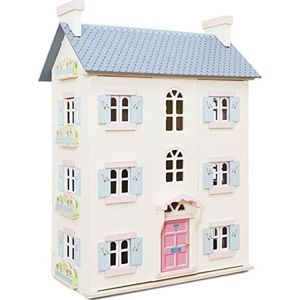 Le Toy Van - H150 - FSC-gecertificeerd kersenboom puppenhuis van hout, Alter 3, voor meisjes, 3 etages, B 64 x B 41 x H 92 cm, met binnenbeugel, voor open ramen en deuren, Montessori