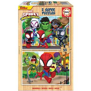 Marvel Spidey & zijn geweldige vrienden houten puzzel 2 x 25 stukjes