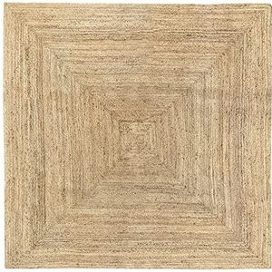 HAMID - Jute tapijt, natuurlijke kleur, alhambra jute tapijt, 100% jutevezel, handgemaakt, tapijt voor woonkamer, eetkamer, slaapkamer, hal, natuurlijke kleur (200 x 200 cm)