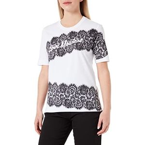 Love Moschino Dames T-shirt met handgemaakte kanten print, Witte optiek
