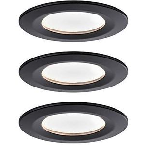 Paulmann Set van 3 led-inbouwspots Nova vast warmwit rond incl. 3 x 6,5 watt inbouwspots mat zwart aluminium inbouwlamp 2700 K hoek